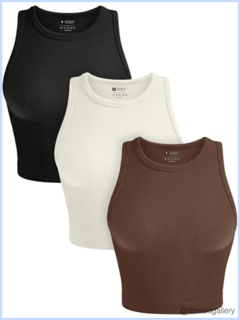 Seamless Ribbed Racerback Crop Tank Tops 3 Pack